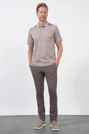 Bej Polo Yaka Kısa Kol Cepli Comfort Fit Pamuklu Tişört 1011260157