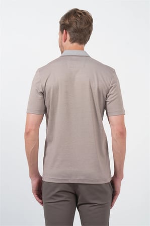 Bej Polo Yaka Kısa Kol Cepli Comfort Fit Pamuklu Tişört 1011260157