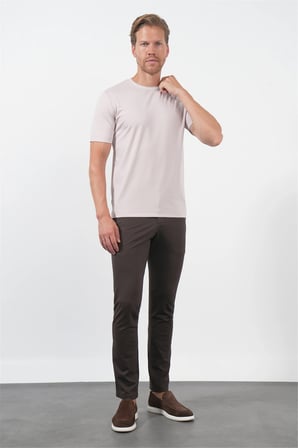 Pembe Bisiklet Yaka Kısa Kol Örme Standart Fit Esnek Tişört 1011260168
