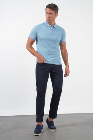 Mavi Polo Yaka Pike Kısa Kol Slim Fit Pamuklu Hediye Kutulu Tişört 1011260169