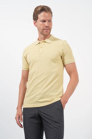 Sarı Polo Yaka Pike Kısa Kol Slim Fit Pamuklu Hediye Kutulu Tişört 1011260169