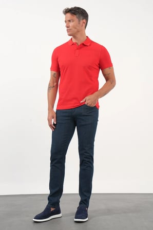 Kırmızı Polo Yaka Pike Kısa Kol Slim Fit Pamuklu Hediye Kutulu Tişört 1011260169