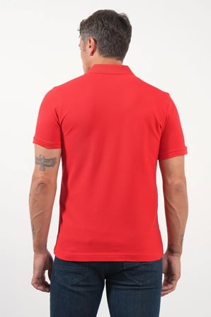Kırmızı Polo Yaka Pike Kısa Kol Slim Fit Pamuklu Hediye Kutulu Tişört 1011260169
