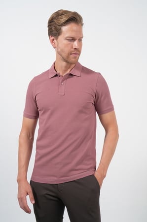 Pembe Polo Yaka Pike Kısa Kol Slim Fit Pamuklu Hediye Kutulu Tişört 1011260169