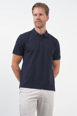Lacivert Polo Yaka Pike Kısa Kol Slim Fit Pamuklu Tişört 1011260170