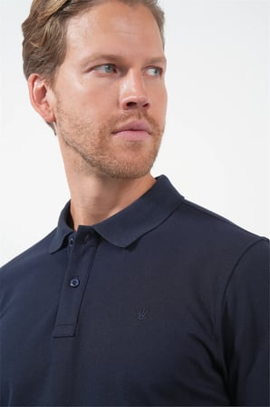 Lacivert Polo Yaka Pike Kısa Kol Slim Fit Pamuklu Tişört 1011260170