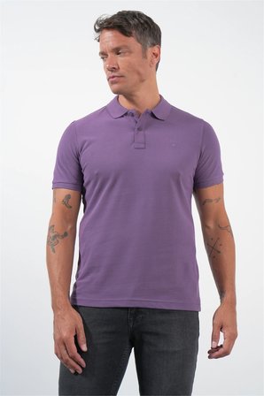 Mor Polo Yaka Pike Kısa Kol Slim Fit Pamuklu Tişört 1011260170