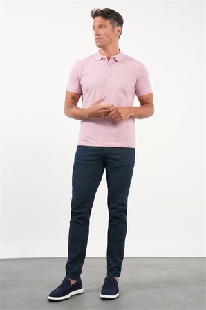 Mor Polo Yaka Pike Kısa Kol Slim Fit Pamuklu Tişört 1011260170