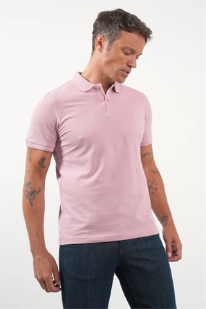 Mor Polo Yaka Pike Kısa Kol Slim Fit Pamuklu Tişört 1011260170