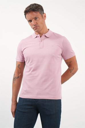 Mor Polo Yaka Pike Kısa Kol Slim Fit Pamuklu Tişört 1011260170