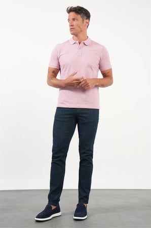 Mor Polo Yaka Pike Kısa Kol Slim Fit Pamuklu Tişört 1011260170