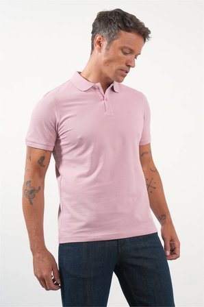 Mor Polo Yaka Pike Kısa Kol Slim Fit Pamuklu Tişört 1011260170
