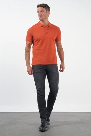 Kırmızı Polo Yaka Pike Kısa Kol Slim Fit Pamuklu Tişört 1011260170