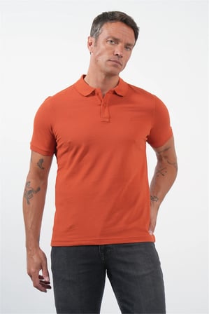 Kırmızı Polo Yaka Pike Kısa Kol Slim Fit Pamuklu Tişört 1011260170