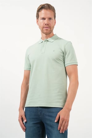 Yeşil Polo Yaka Pike Kısa Kol Slim Fit Pamuklu Tişört 1011260170