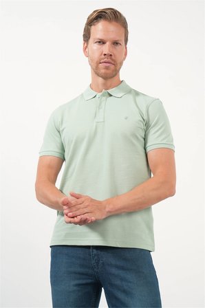 Yeşil Polo Yaka Pike Kısa Kol Slim Fit Pamuklu Tişört 1011260170