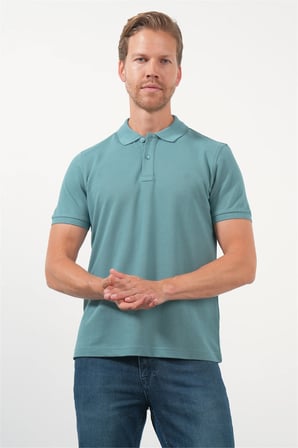 Yeşil Polo Yaka Pike Kısa Kol Slim Fit Pamuklu Tişört 1011260170
