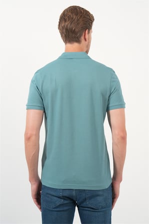 Yeşil Polo Yaka Pike Kısa Kol Slim Fit Pamuklu Tişört 1011260170