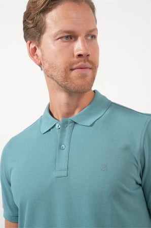 Yeşil Polo Yaka Pike Kısa Kol Slim Fit Pamuklu Tişört 1011260170