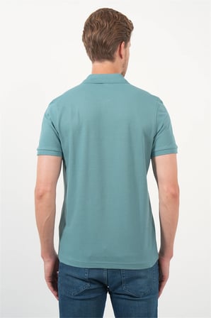Yeşil Polo Yaka Pike Kısa Kol Slim Fit Pamuklu Tişört 1011260170