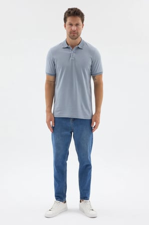 Mavi Polo Yaka Pike Kısa Kol Slim Fit %100 Pamuk Tişört 1011260171