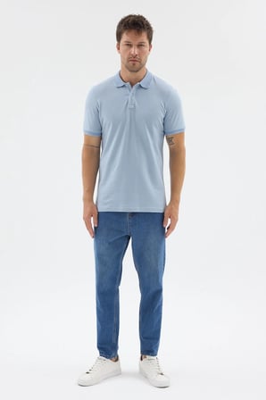 Mavi Polo Yaka Pike Kısa Kol Slim Fit %100 Pamuk Tişört 1011260171