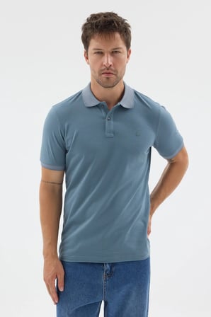 Koyu Mavi Polo Yaka Pike Kısa Kol Slim Fit %100 Pamuk Tişört 1011260171