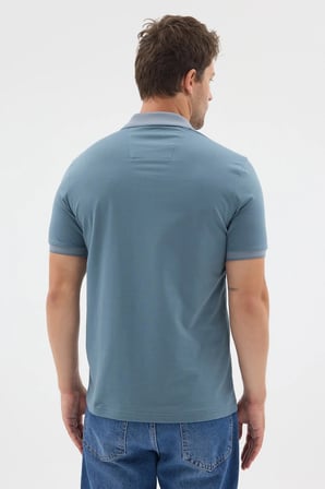 Koyu Mavi Polo Yaka Pike Kısa Kol Slim Fit %100 Pamuk Tişört 1011260171