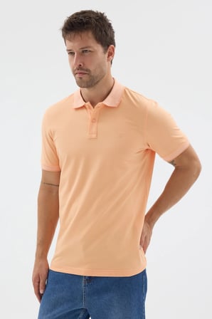 Turuncu Polo Yaka Pike Kısa Kol Slim Fit %100 Pamuk Tişört 1011260171
