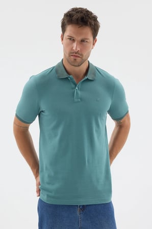 Yeşil Polo Yaka Pike Kısa Kol Slim Fit %100 Pamuk Tişört 1011260171