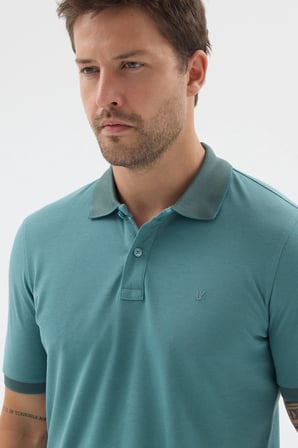 Yeşil Polo Yaka Pike Kısa Kol Slim Fit %100 Pamuk Tişört 1011260171