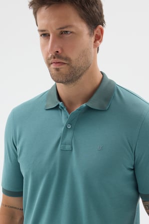 Yeşil Polo Yaka Pike Kısa Kol Slim Fit %100 Pamuk Tişört 1011260171