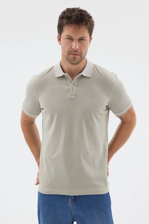Haki Polo Yaka Pike Kısa Kol Slim Fit %100 Pamuk Tişört 1011260171
