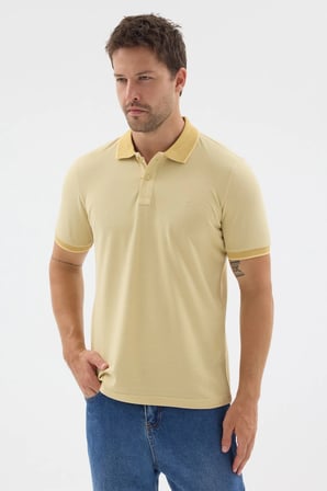 Sarı Polo Yaka Pike Kısa Kol Slim Fit %100 Pamuk Tişört 1011260171
