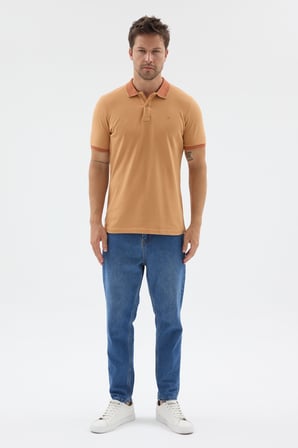 Sarı Polo Yaka Pike Kısa Kol Slim Fit %100 Pamuk Tişört 1011260171