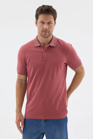 Pembe Polo Yaka Pike Kısa Kol Slim Fit %100 Pamuk Tişört 1011260171