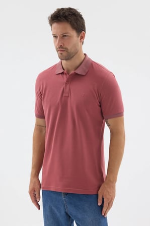 Pembe Polo Yaka Pike Kısa Kol Slim Fit %100 Pamuk Tişört 1011260171