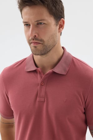 Pembe Polo Yaka Pike Kısa Kol Slim Fit %100 Pamuk Tişört 1011260171