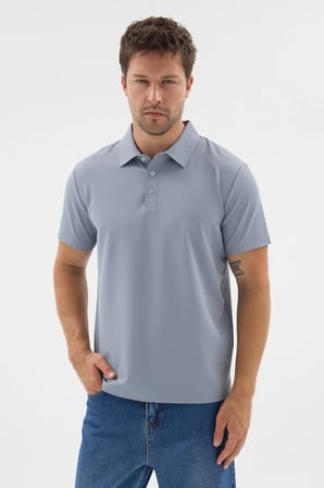 Mavi Polo Yaka Örme Kısa Kol Standart Fit Esnek Tişört 1011260177