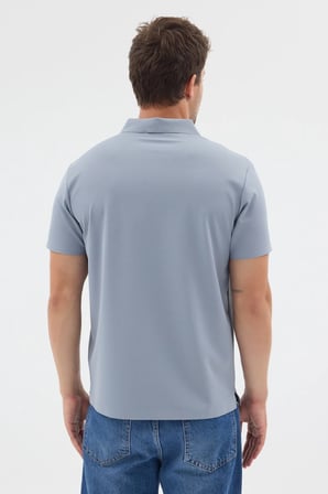 Mavi Polo Yaka Örme Kısa Kol Standart Fit Esnek Tişört 1011260177