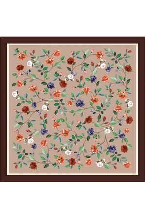 Tarzını Seç Kahverengi Gül Fular / Bandana / Aksesuar 48x48 cm
