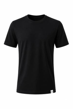 Siyah Bisiklet Yaka Kısa Kol Slim Fit Pamuklu Tişört 1011265166