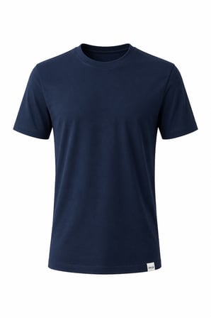 Lacivert Bisiklet Yaka Kısa Kol Slim Fit Pamuklu Tişört 1011265166