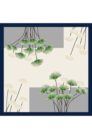 Tarzını Seç Lacivert Ginkgo Fular / Bandana / Aksesuar 48x48 cm