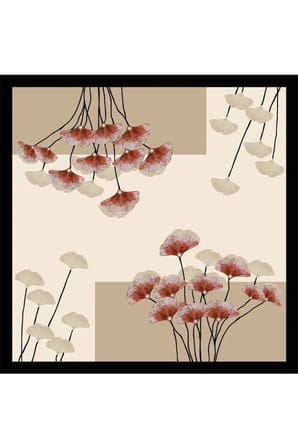 Tarzını Seç Siyah Ginkgo Fular / Bandana / Aksesuar / Eşarp 90x90 cm
