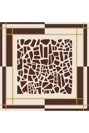Tarzını Seç Kahverengi Mozaik Zincir Fular / Bandana / Aksesuar / Eşarp 90x90 cm