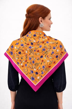 Tarzını Seç Pembe Gül Fular / Bandana / Aksesuar / Eşarp 90x90 cm