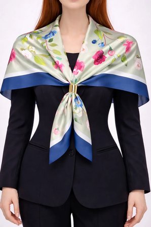 Tarzını Seç Lacivert Gül Fular / Bandana / Aksesuar / Eşarp 90x90 cm