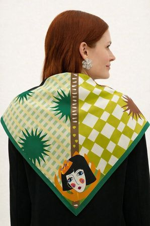 Tarzını Seç Yeşil Queen Fular / Bandana / Aksesuar / Eşarp 90x90 cm