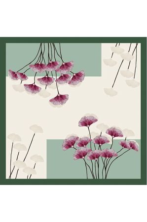 Tarzını Seç Yeşil Ginkgo Fular / Bandana / Aksesuar / Şal / Eşarp 70x70